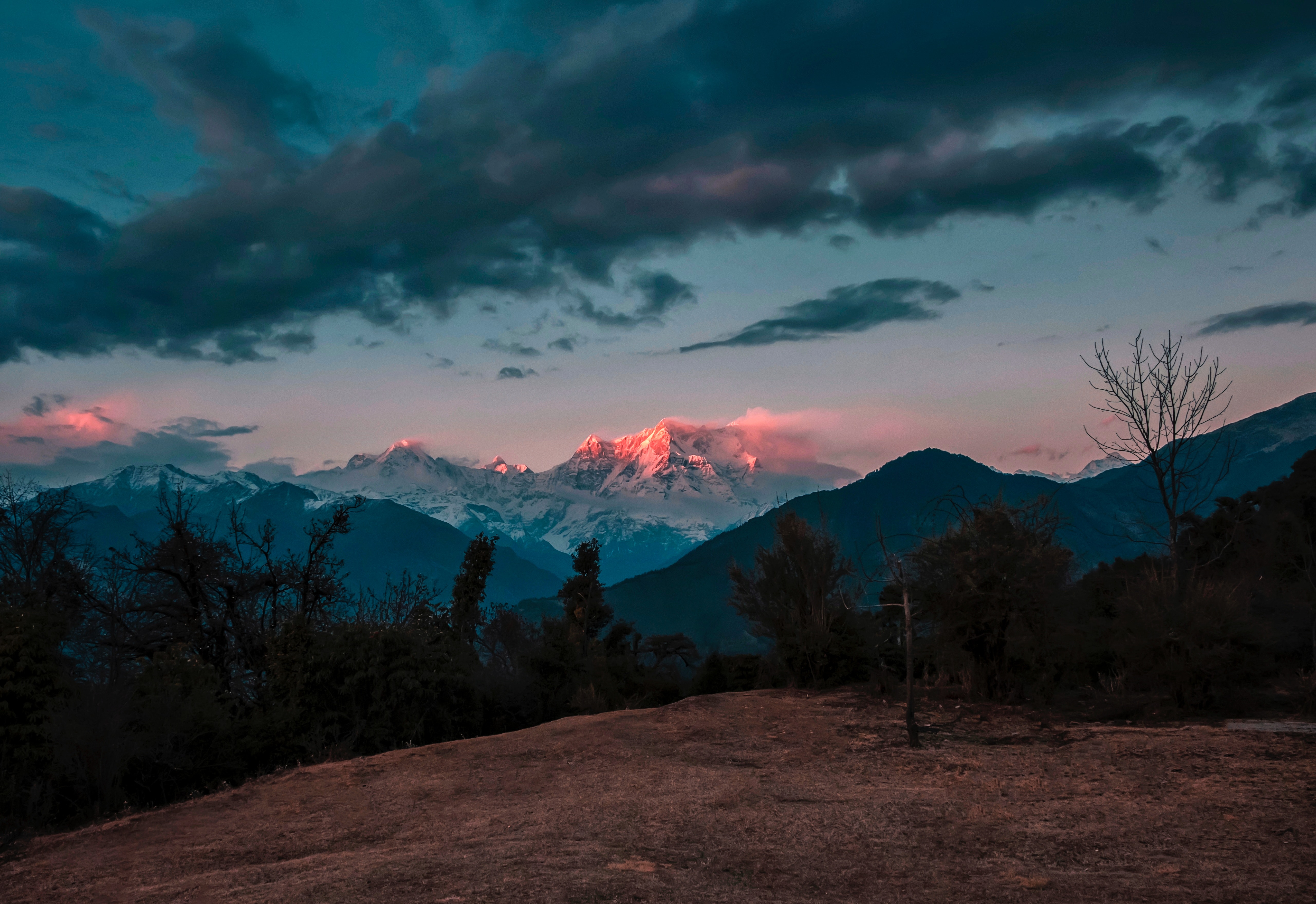 Some mountains at sunset