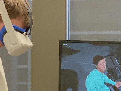 person using VR equipment