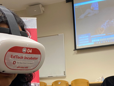 person wearing VR equipment