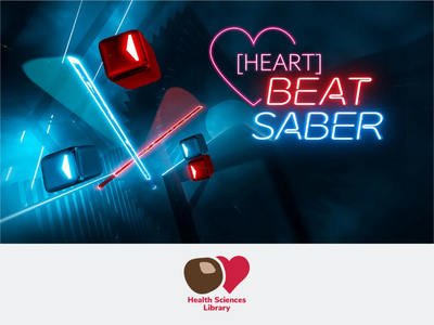 Promotional image for Heart Beat Saber for Share Kindness Week at the Health Sciences Library.